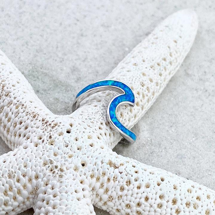 Bølge ring i opal og sølv