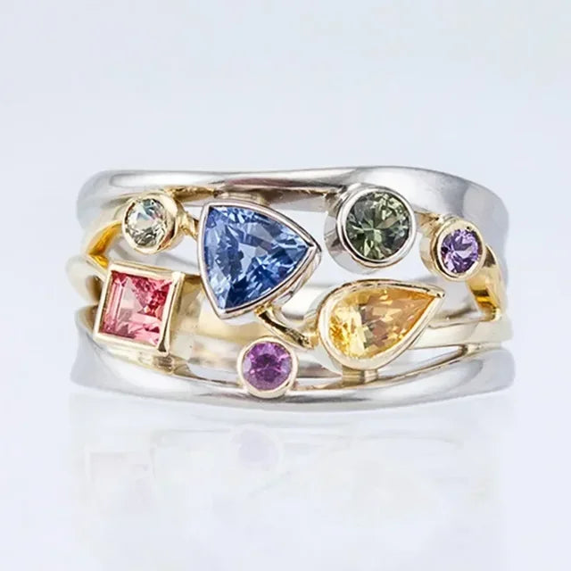 Vintage Bunt Zirkonia Ring
