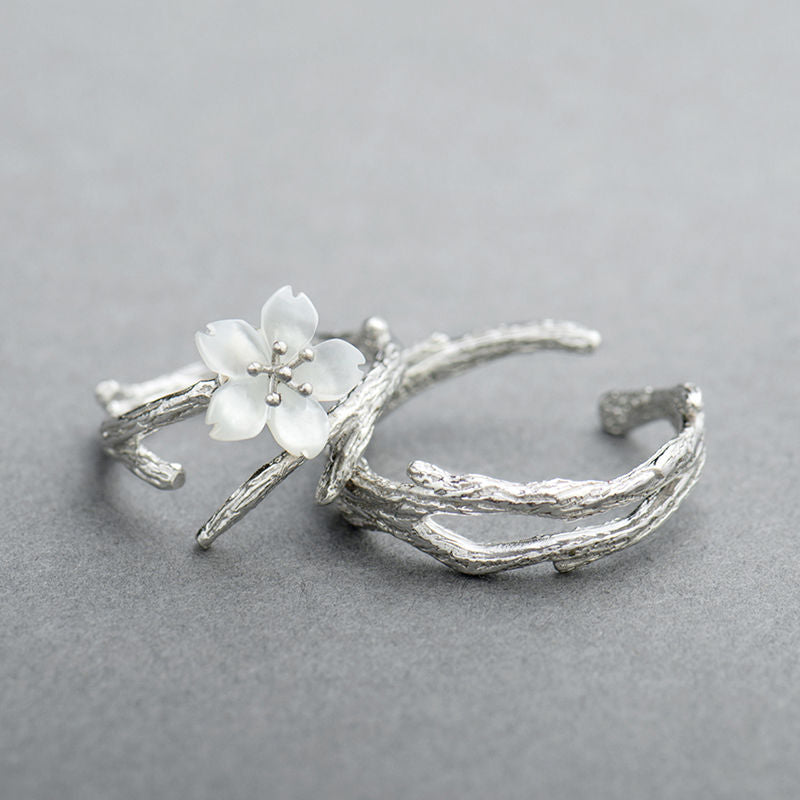 Vintage Hvid Blomster Justerbar Ring