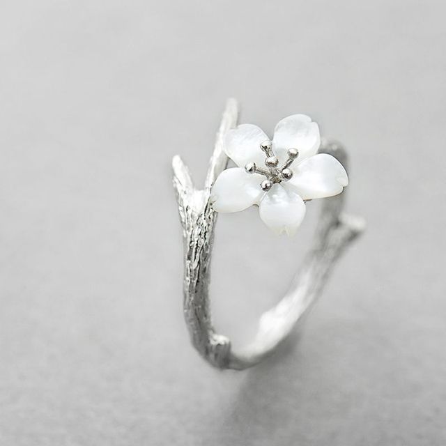 Vintage Hvid Blomster Justerbar Ring