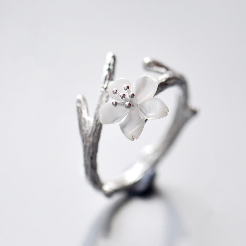 Vintage Hvid Blomster Justerbar Ring