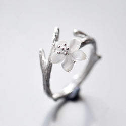 Vintage Hvid Blomster Justerbar Ring
