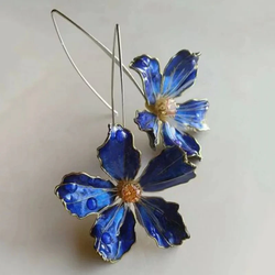 Blå Vintage Blomst Øreringe