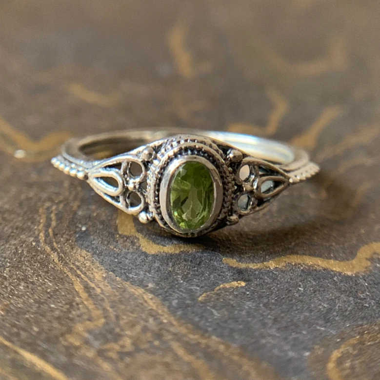Vintage Olivensten Sølvring