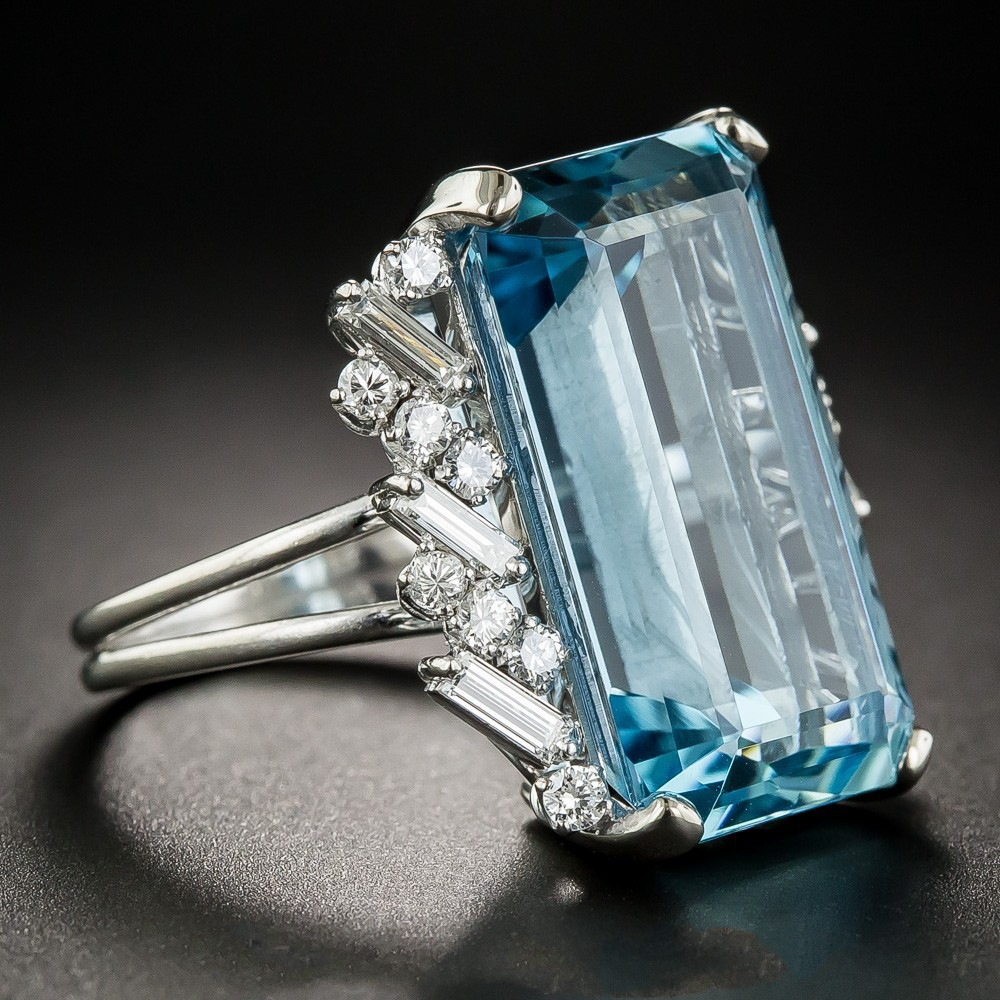 Vintage krystalblå ring