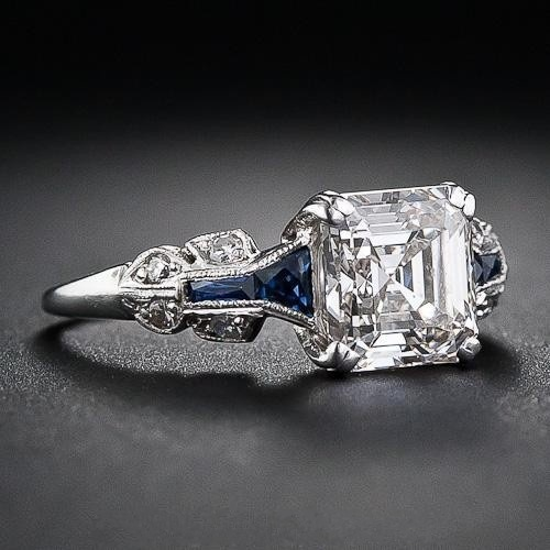 Strålende vintage-ring i blå og sølv