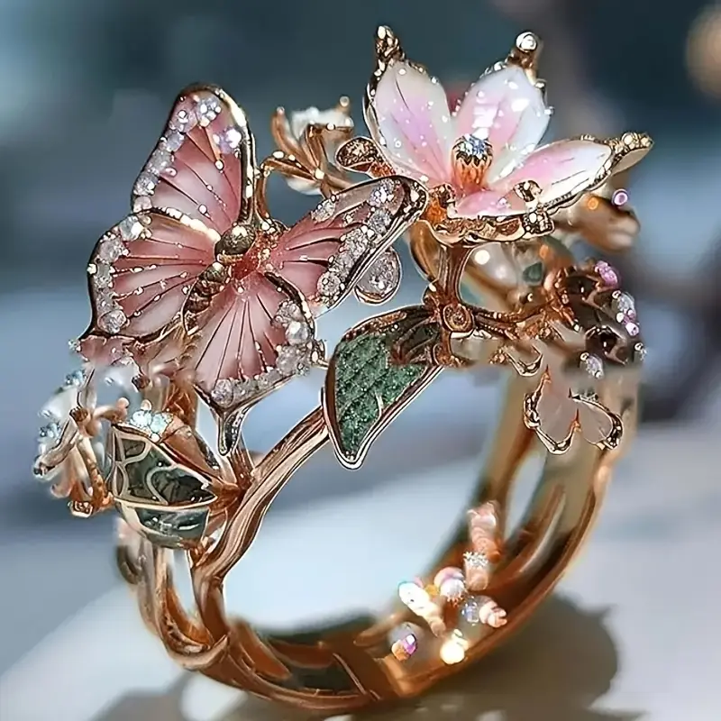 Nature Bright Sommerfugl Zirconia Ringe