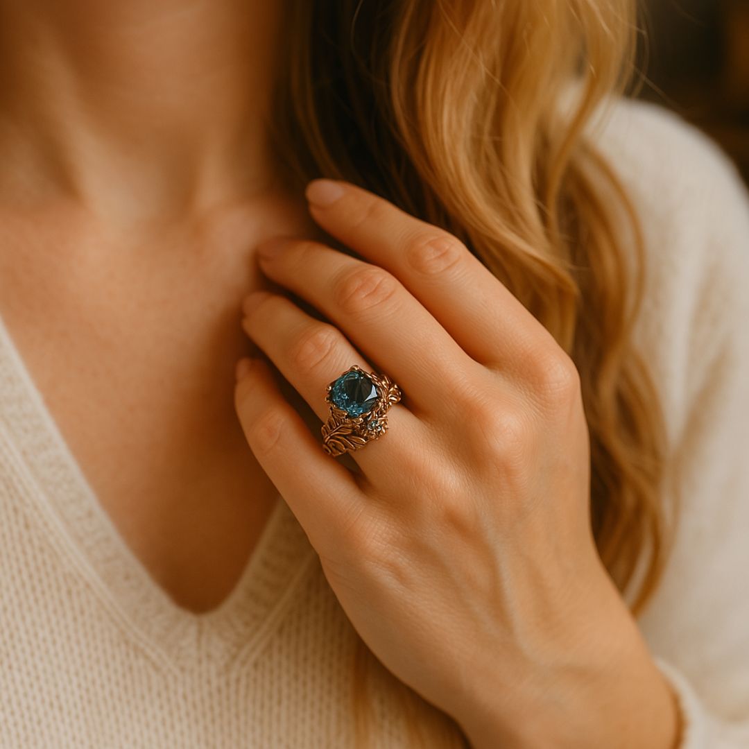 Natur Grøn Krystal Ring
