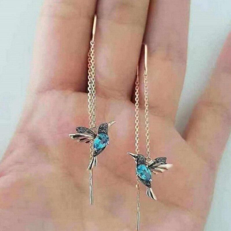 Kolibri Emaille og Zirkonia Øreringe