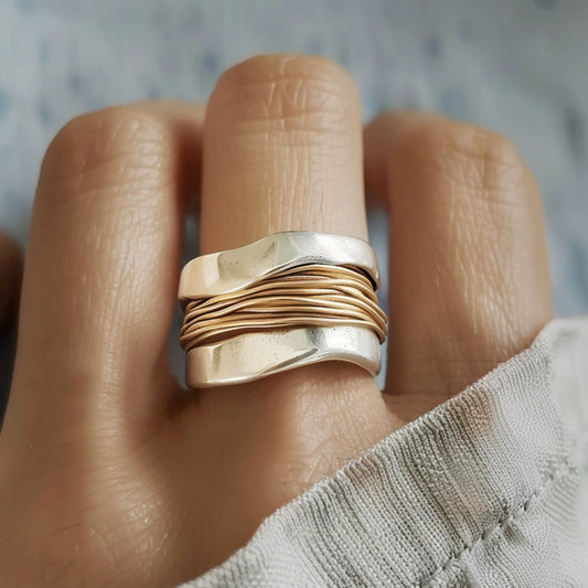 Sølv Guld Tråde Ringe