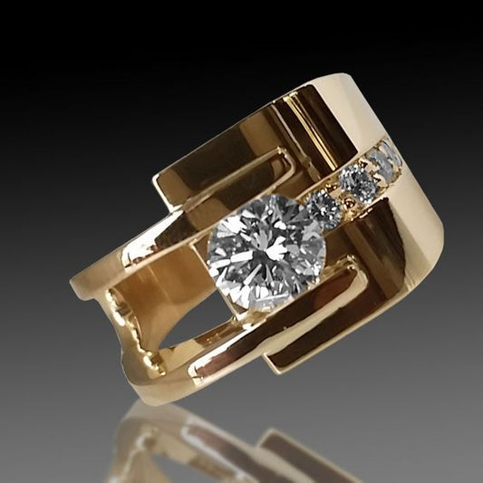 Vintage Guld-Uregelmæssig Zirconia Ringe