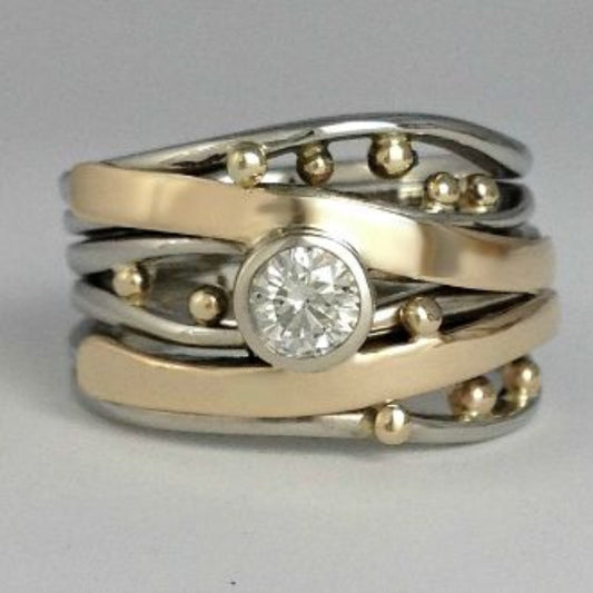 Vintage Gul Indlagt Zirconia RING