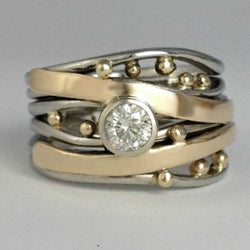 Vintage Gul Indlagt Zirconia RING