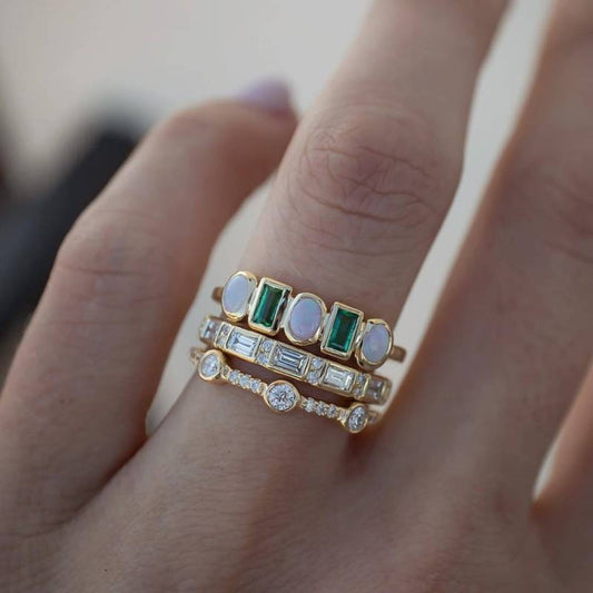 Vintage hvide og grønne opal ringe