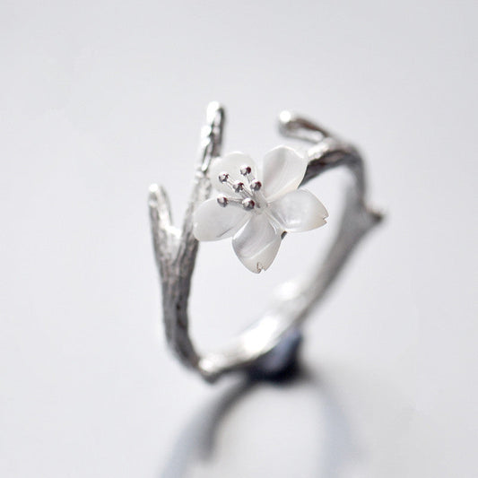 Vintage Hvid Blomster Justerbar Ring