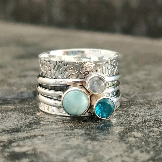 Vintage naturlig blå sten ring