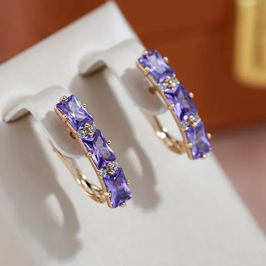 Elegant lilla zirkonia øreringe