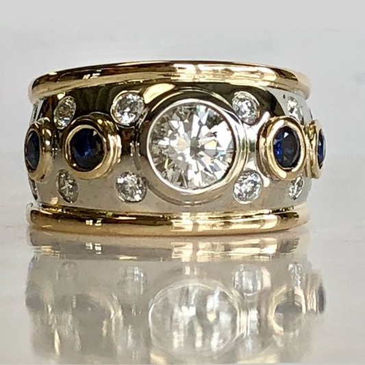 Vintage guldlænset zirkonia ring