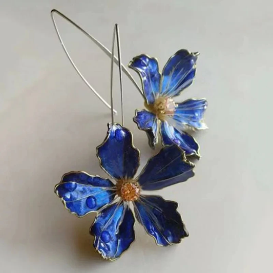 Blå Vintage Blomst Øreringe