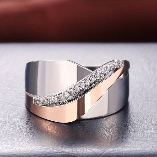 Vintage Roséguld & Sølv Zirkonia Ring