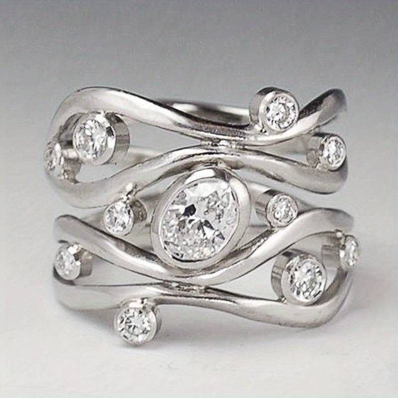 Vintage Sølv & Zirconia Irregulær Ring