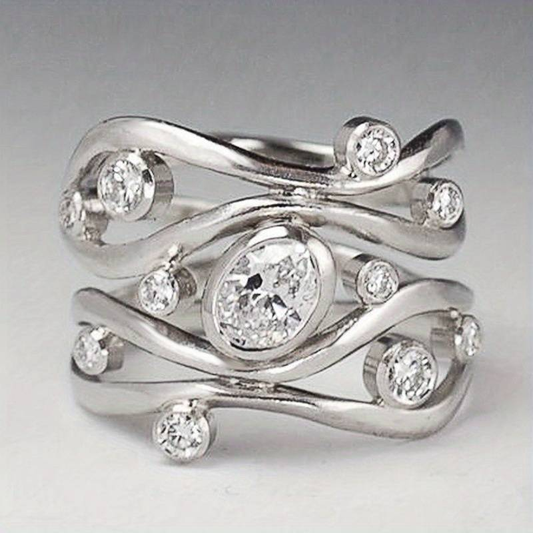Vintage Sølv & Zirconia Irregulær Ring