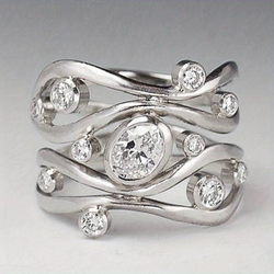 Vintage Sølv & Zirconia Irregulær Ring