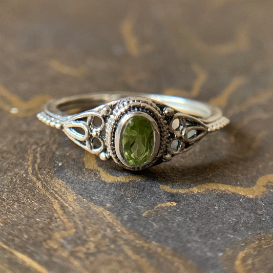 Vintage Olivensten Sølvring