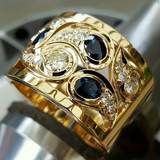 Vintage gylden indlagt zirkonia ring