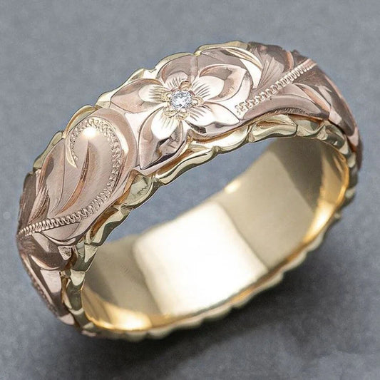 Vintage Rose Blomst Guldring