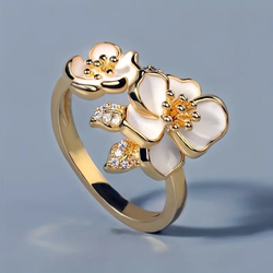 Hvid Blomst Guldring