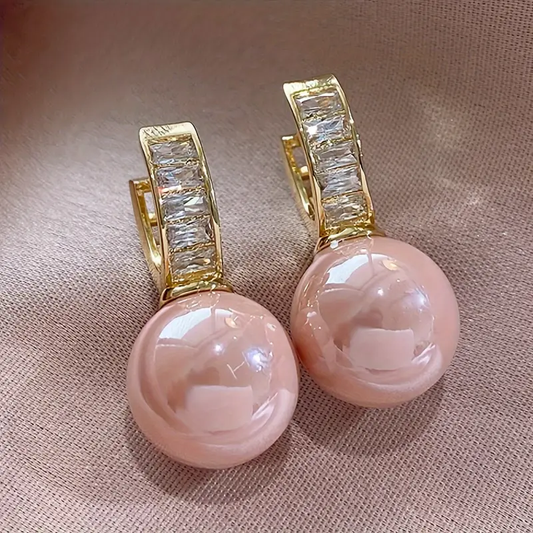 Pink Pearl Zirkonia Guld Øreringe