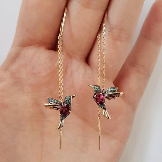 Kolibri Emaille og Zirkonia Øreringe